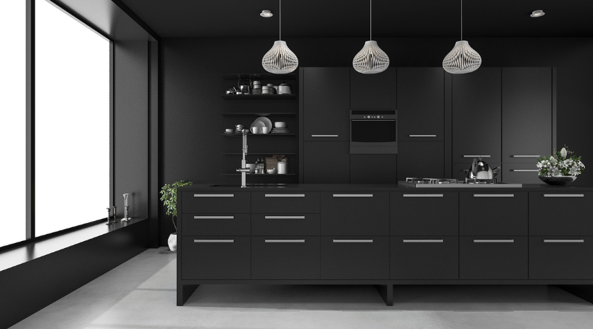 Black Painted Kitchen Cabinets