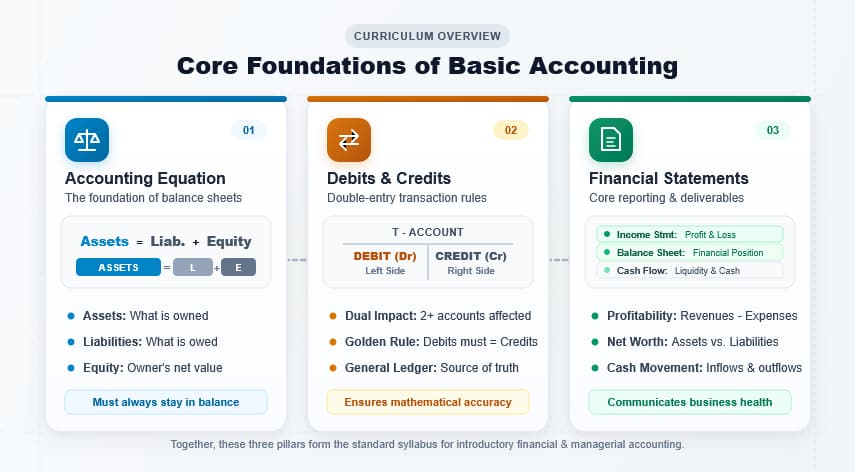 Basic Accounting Courses Online Free: A Beginner's Guide 1 Diagram of basic accounting fundamentals taught in free courses