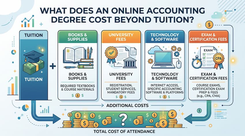 How Much Is an Online Accounting Course? 2 Breakdown of online accounting degree costs beyond tuition